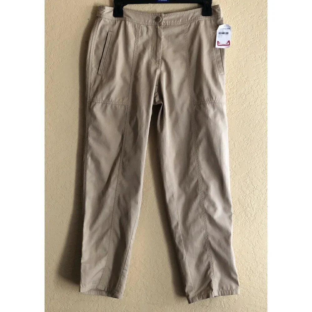 $229 Nordstrom Signature Women's Crop Pants Beige Cement Size 4 NWOT - Picture 12 of 16